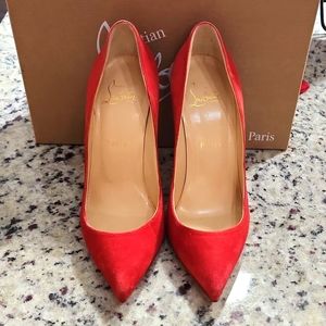 Christian Louboutin Red Suede Pointed Pumps